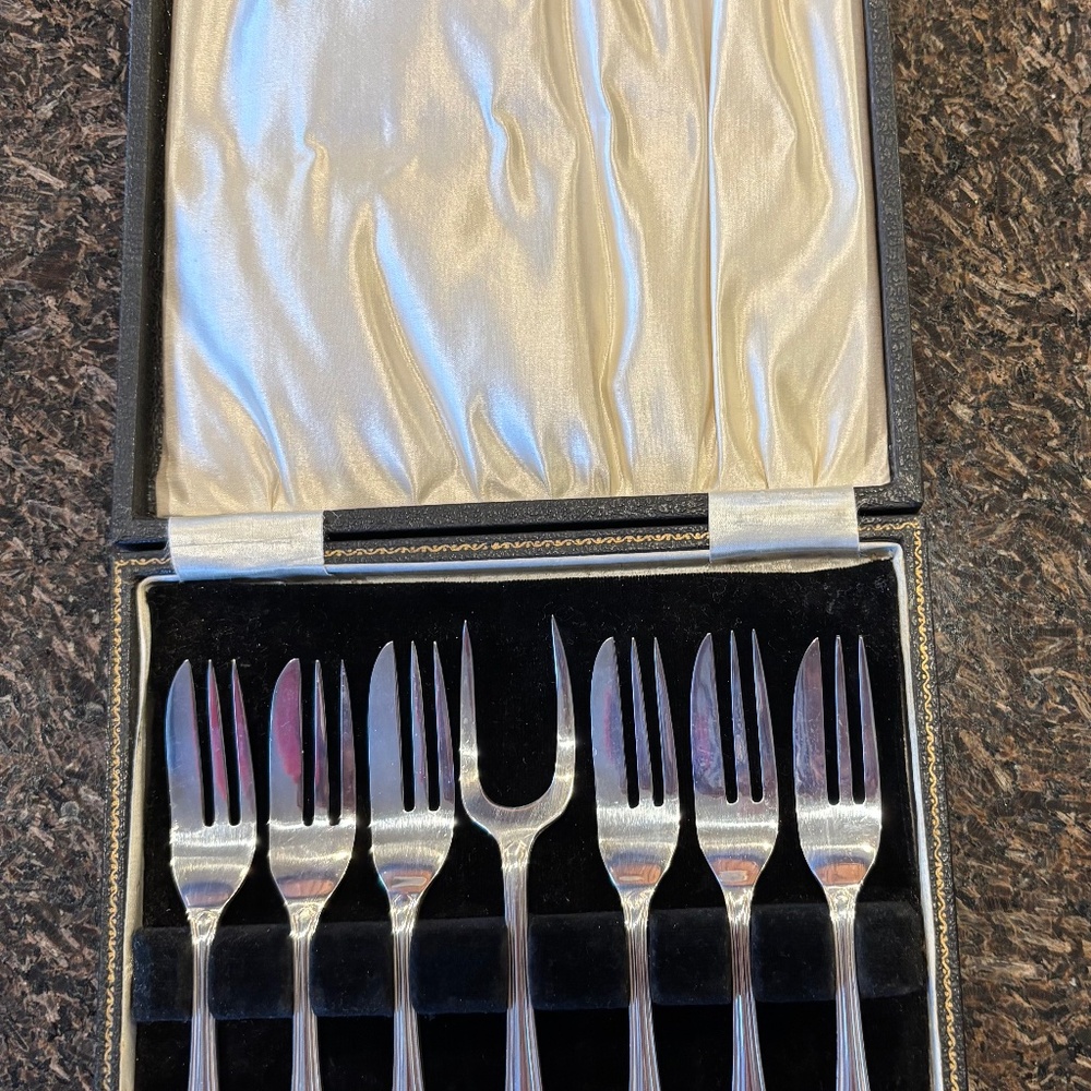 Silverplate Fish Fork Set in Presentation Box